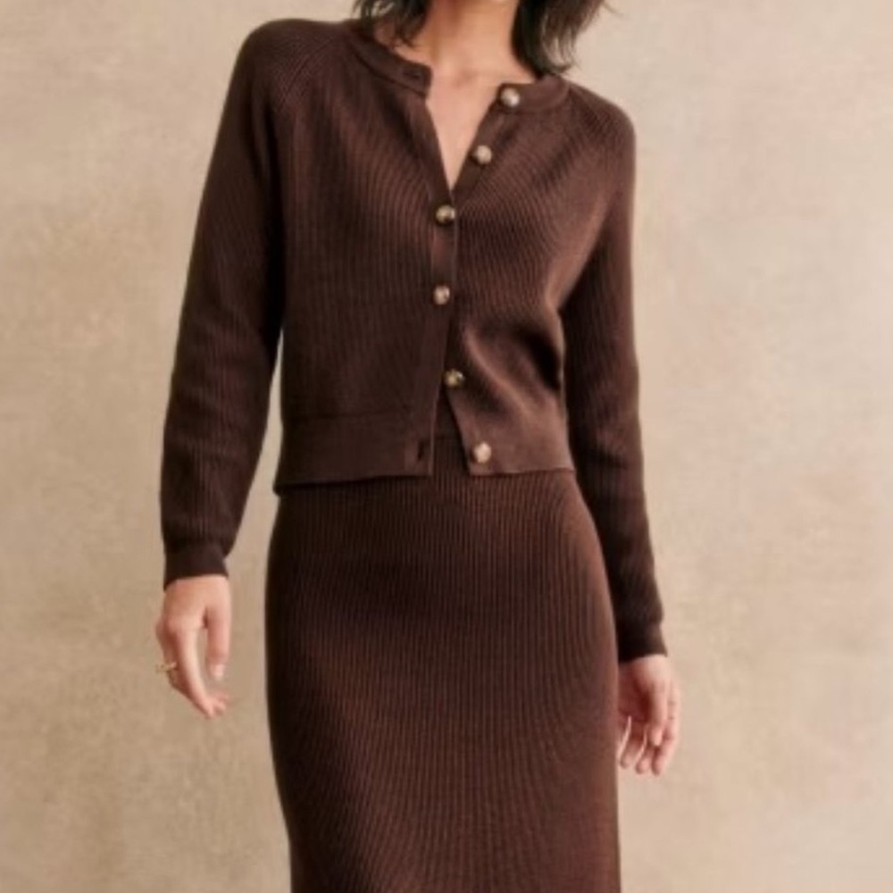 Sezane brown ribbed cardigan